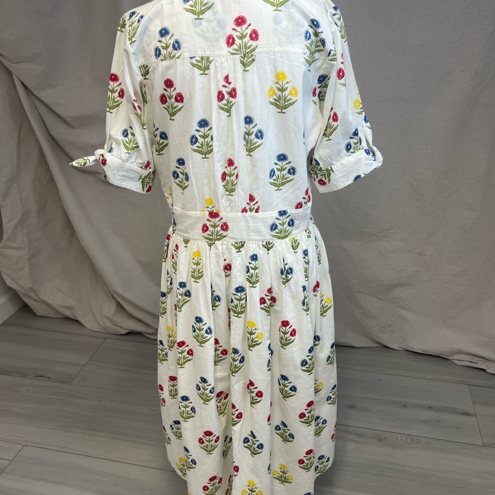 Pink Chicken Floral VNeck Midi Dress Multicolor Embroidery Sz M Cottagecore Boho - Picture 5 of 8
